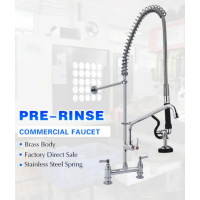 Kitchen Sink Mixer - Pre Rinse Faucet Commercial Pull Down Brass Double Handles Pre Rinse Faucet
